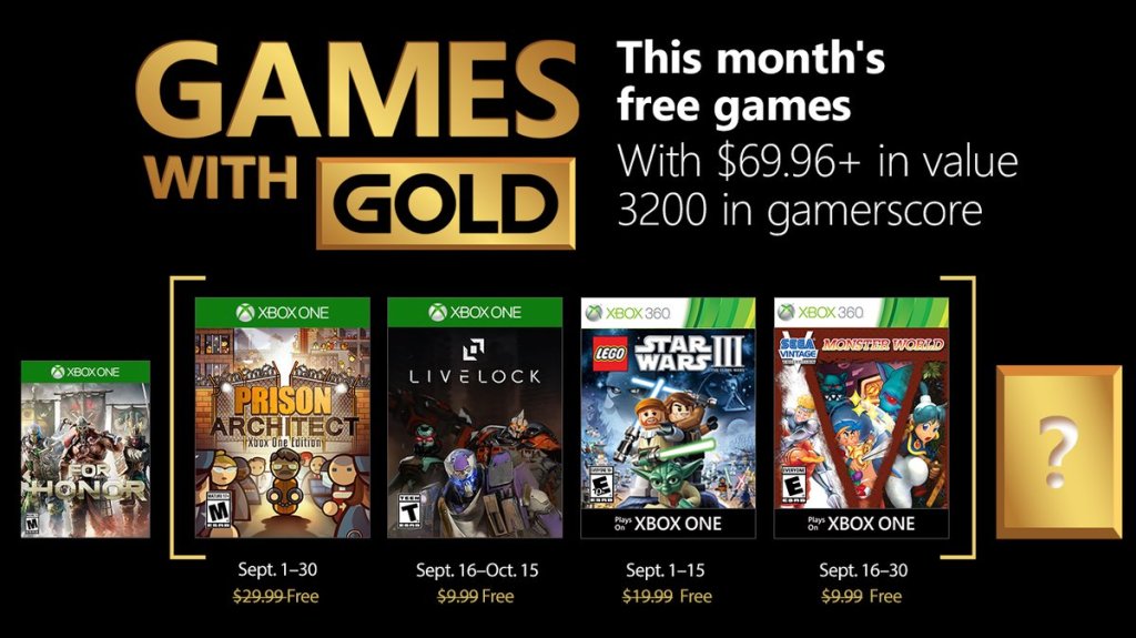 Estos son los títulos de Xbox Games with Gold para septiembre&nbsp;2018