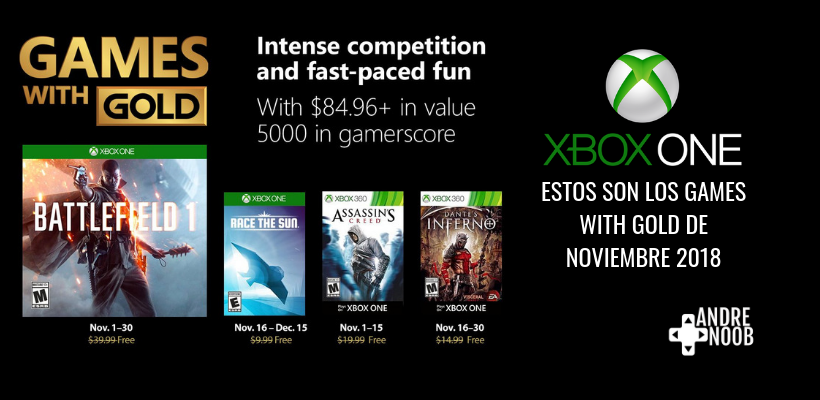 Estos son los títulos de Xbox Games with Gold para noviembre&nbsp;2018