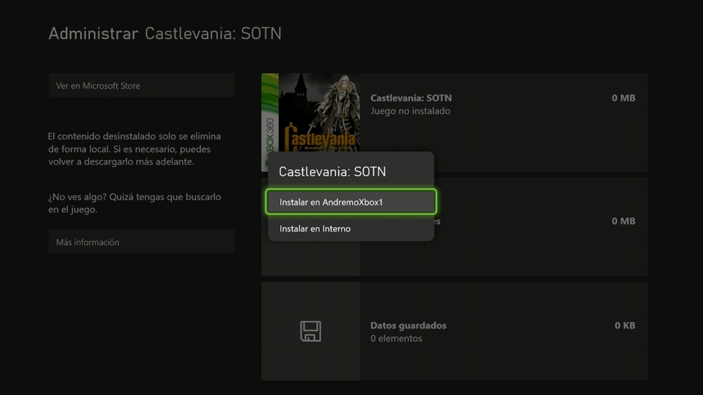Aquí puedes ver las unidades disponibles para la instalación