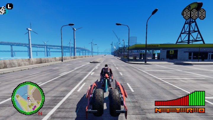 El mundo abierto de No More Heroes 3 es muy desolado. 