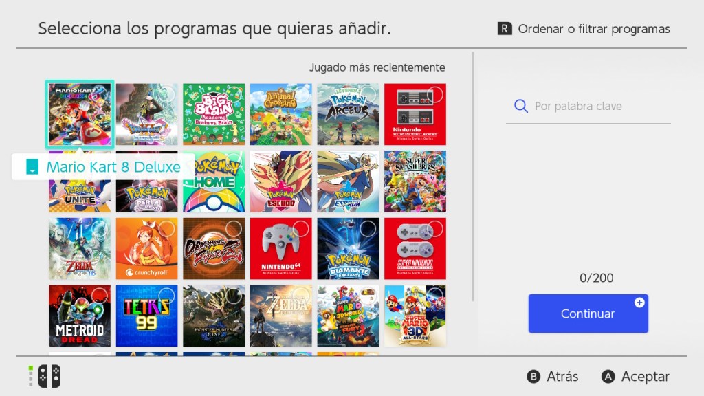 Seleccionamos el juego de Nintendo switch.