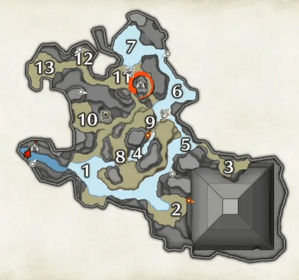 Mapa del Bosque inundado de Monster Hunter Rise