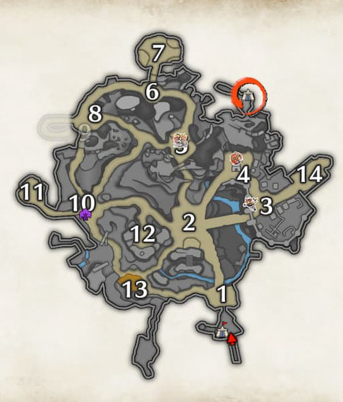 Mapa del Bastion de Monster Hunter Rise