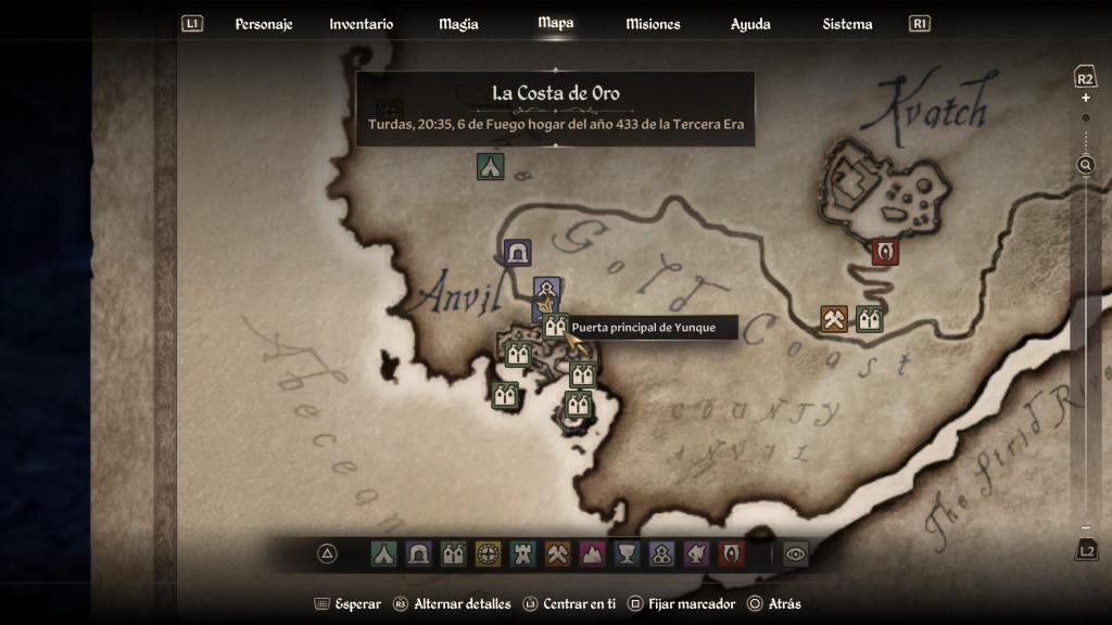 Mapa que muestra la ubicación de la ciudad de Yunque en The Elder Scrolls IV: Oblivion Remastered.