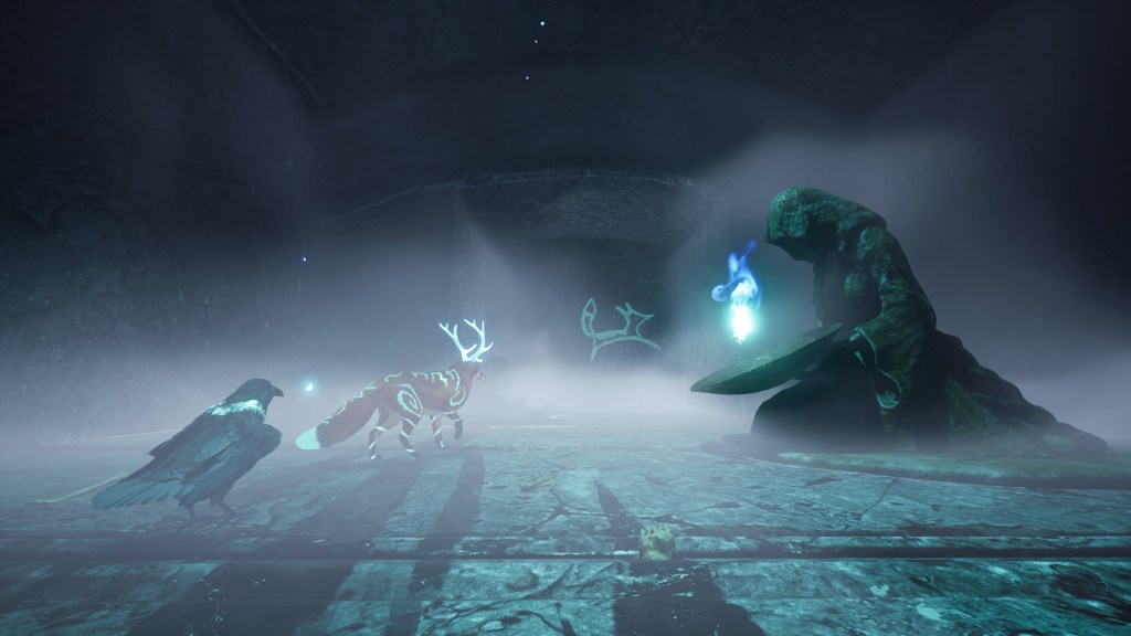 El zorro guardián y su inseparable cuervo, dos almas errantes unidas por la luz y el destino en Spirit of the North 2.