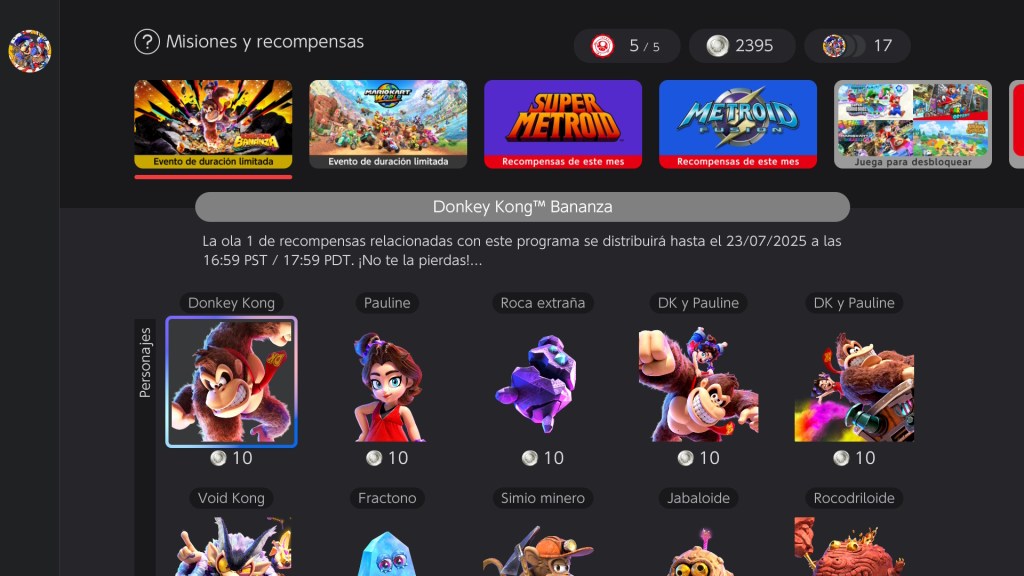 Donkey Kong: Bananza estrena iconos de perfil en Nintendo Switch&nbsp;Online
