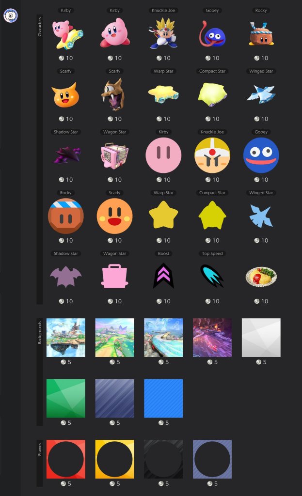 Primera oleada de iconos de Kirby Air Riders en Nintendo Switch online