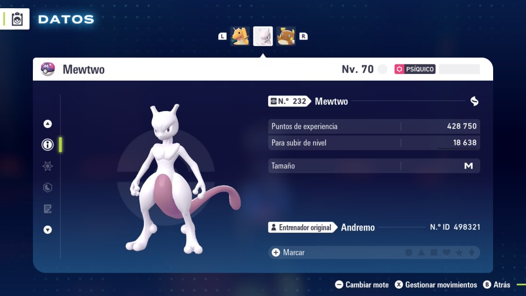 Mewtwo tendrá nivel 70 en Leyendas Pokémon Z-A